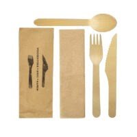 WOODEN CUTLERY PACK KFSN (KRAFT) 400PC