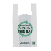 REUSABLE WHITE LARGE PLASTIC BAGS PRINT 1000's