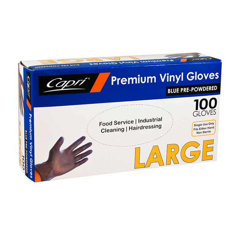 BLUE VINYL GLOVE POWDERED(L) 100PC