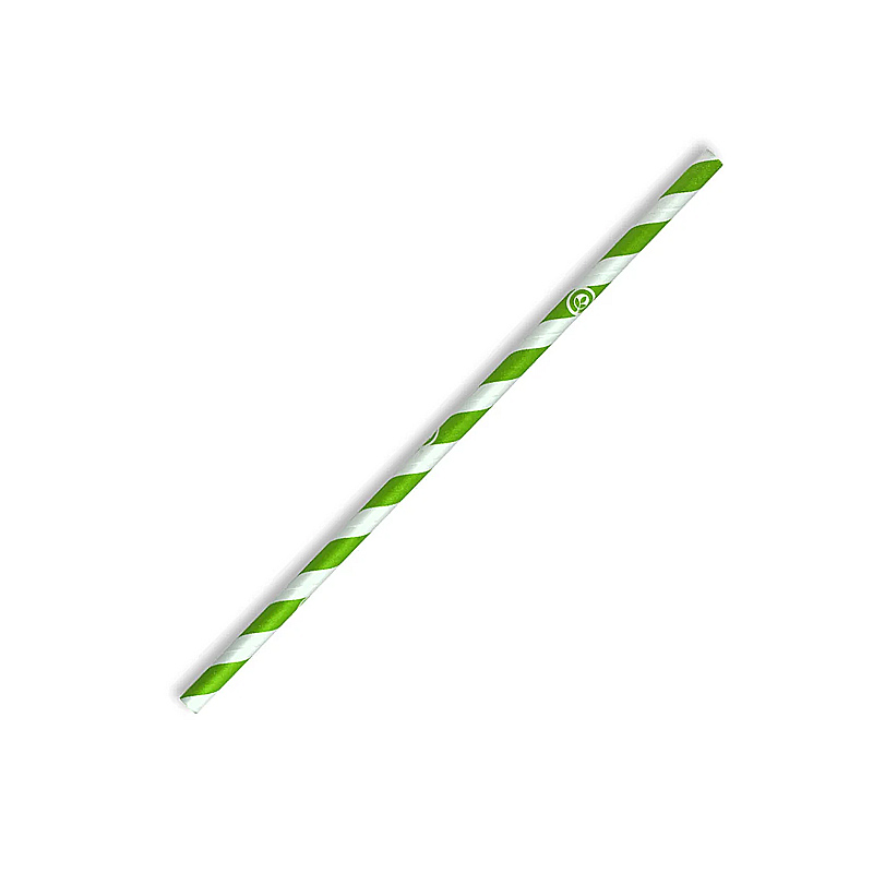 PAPER STRAWS (REG) GREEN STRIPE ECO 2500's