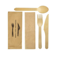 WOODEN CUTLERY PACK KFSN (KRAFT) 400PC